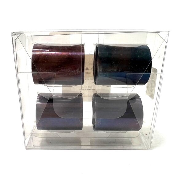 Lucky Brand Home Metal Napkin Rings Iridescent Minimal Contemporary Set of 4 - Picture 5 of 7